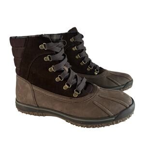 Lands’ End Men’s Brown Suede Leather Duck Boots Hiking Snow Winter Lace Up 8D